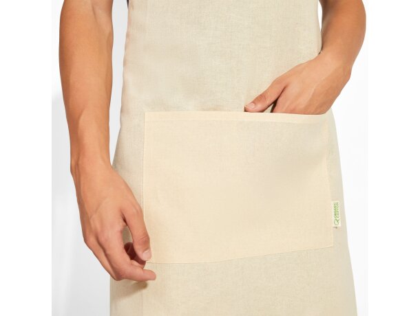 Delantal con bolsillo frontal de algodón 140 g/m2 Oliver Crudo detalle 4