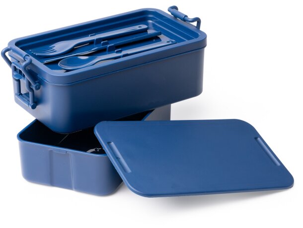 Fiambrera Kady con compartimentos encajables y cubiertos Negro detalle 1