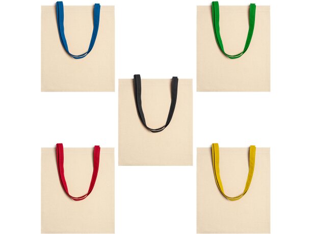 Bolsa algodón asas largas a color 105 g/m2 Negro detalle 2