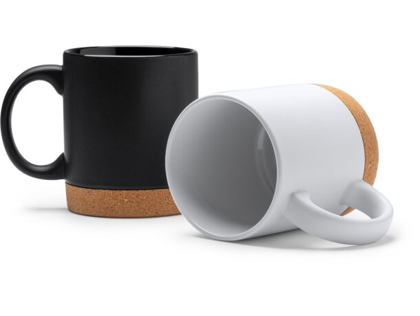Taza cerámica Nurix 320ml con base de corcho extraíble Blanco detalle 2