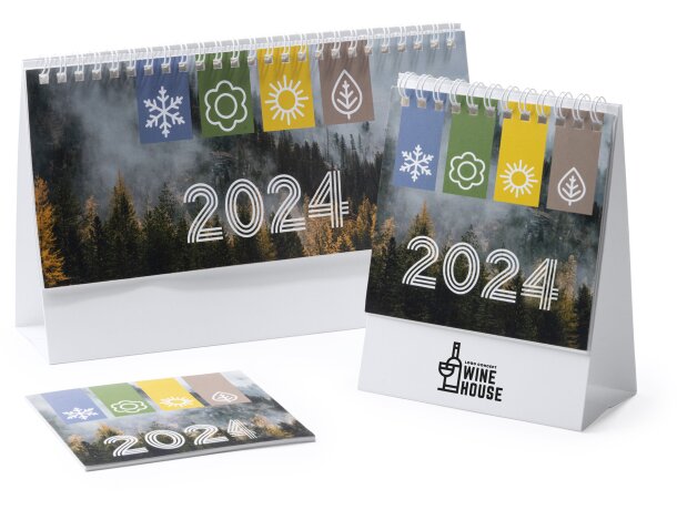 Calendario sobremesa Flint blanco con santoral y anillas Blanco detalle 1