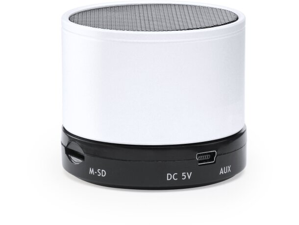 Altavoces promocionales redondos Garrix Blanco detalle 4