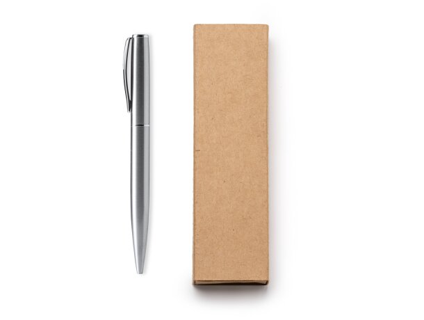 Bolígrafo Lois plata de acero inoxidable reciclado Plata detalle 4