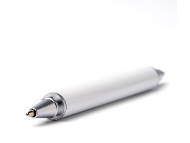 Bolígrafo metálico Talbot con tinta azul y mina infinita Blanco detalle 2