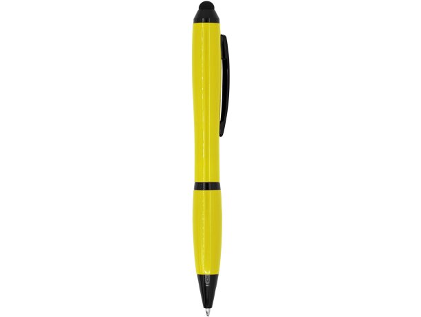 Bolígrafos con puntero táctil giratorio de plástico tinta azul Taiga Amarillo detalle 5