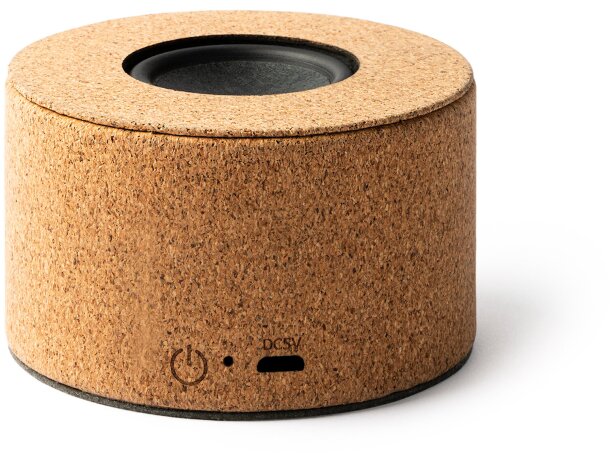 Altavoz Bluetooth Marco con membrana visible en corcho natural Crudo detalle 4