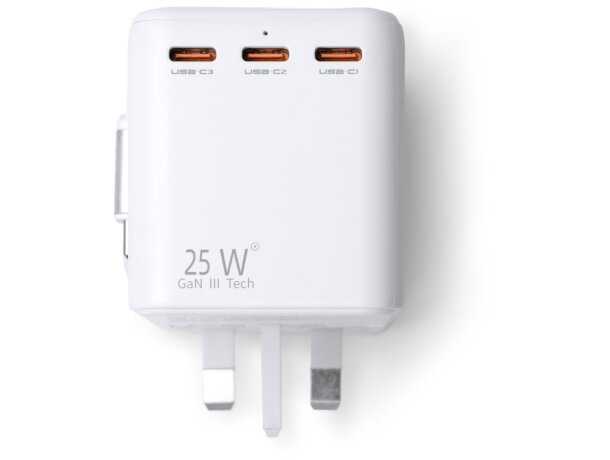 Adaptador de viaje Nexar universal con USB-C y cable retráctil Blanco detalle 5