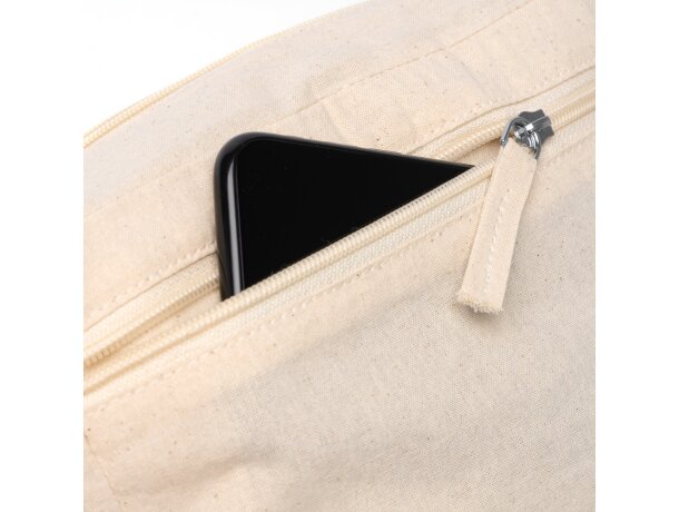 Neceser Mody de algodón 100% con doble bolsillo funcional Crudo detalle 1