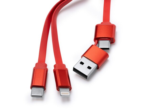 Cable cargador Dawson retráctil con doble puerto tipo C lightning Negro detalle 1