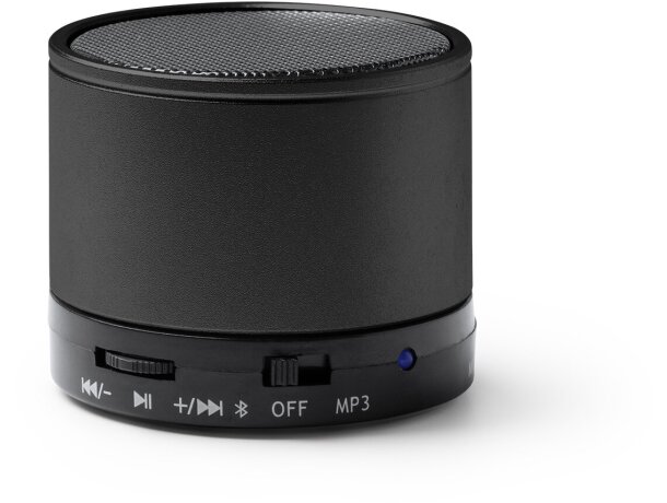 Altavoces promocionales Corus Bluetooth de aluminio reciclado Negro detalle 4