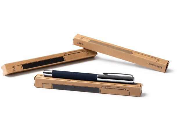 Bolígrafo Lomox negro RPET con cuerpo metálico y tinta azul Negro detalle 5