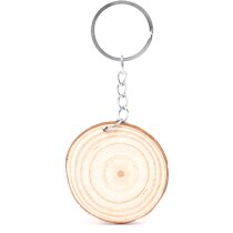 Llavero en forma de tronco de madera con anilla
