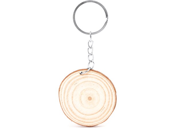 Llavero madera en forma de tronco con anilla Ovalado detalle 7