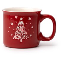 Taza Calgary rojo con árbol de Navidad grabado