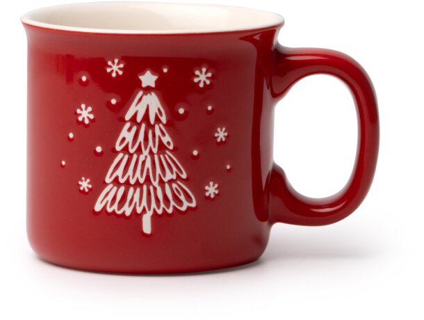 Taza cerámica Calgary rojo con diseño navideño en relieve Rojo detalle 4