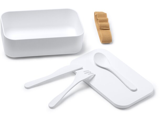 Fiambrera con cinta de silicona plástico Yobo Blanco detalle 1