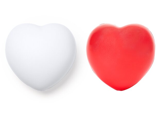 Corazón antiestrés BIKU de PU con acabado brillante Blanco detalle 1