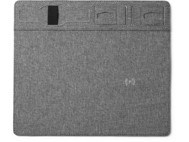 Alfombrilla Demar publicitario con cargador inalámbrico RPET Gris vigore detalle 5