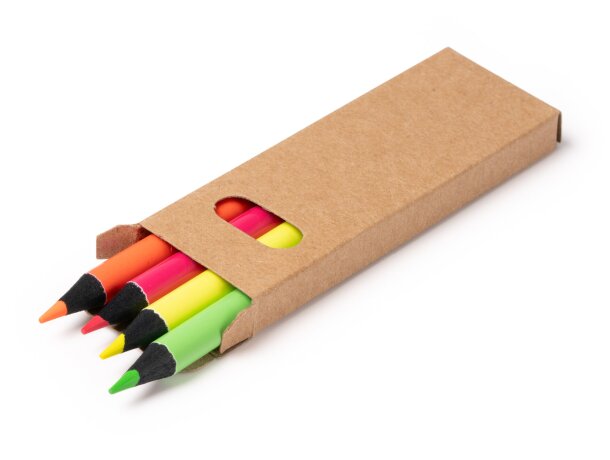 Set de lápices Marga Natural con detalles en colores flúor Crudo detalle 4