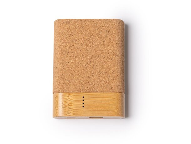 Powerbank promocional Kobe 5000mAh bambú corcho USB Tipo C wireless Crudo detalle 5