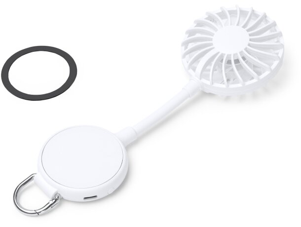 Ventilador de mano Denison recargable con mosquetón Blanco detalle 7