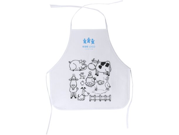 Mandiles serigrafiados non-woven Pachu para niños Blanco detalle 2