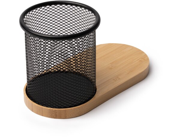 Portalápices cargador inalámbrico Costelo metal y bambú Crudo detalle 4