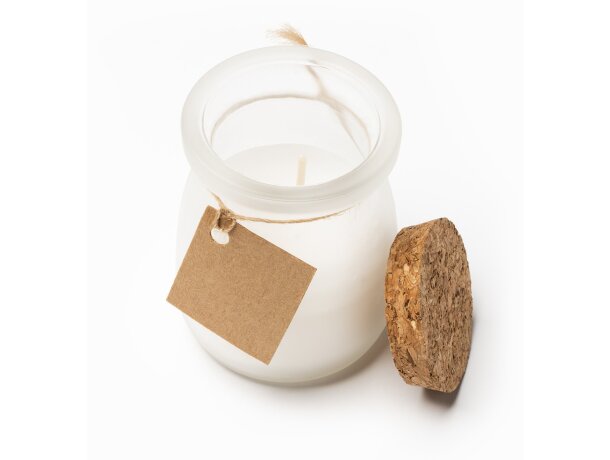 Vela aromática Surna con fragancia vainilla en cristal y corcho Blanco detalle 2