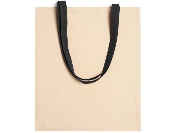 Bolsa algodón asas largas a color 105 g/m2 Negro detalle 5
