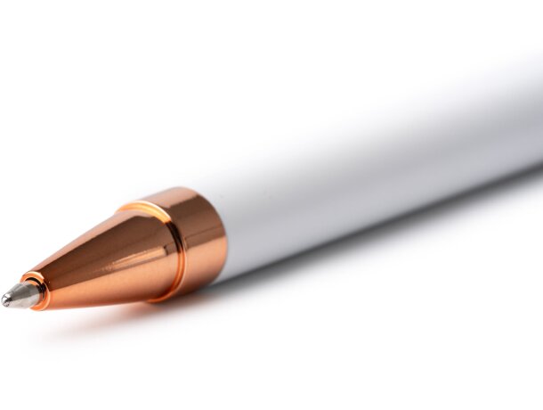 Bolígrafo Waler de aluminio reciclado con detalles en cobre Blanco detalle 1