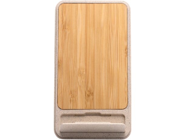 Cargador inalámbrico Vini bambú 15W Qi personalizable original Crudo detalle 5