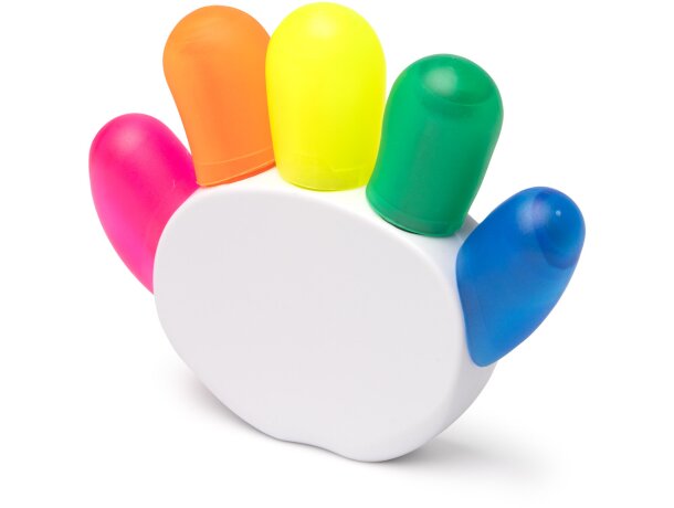 Set marcadores Punter con soporte forma de mano en 5 colores Blanco detalle 3