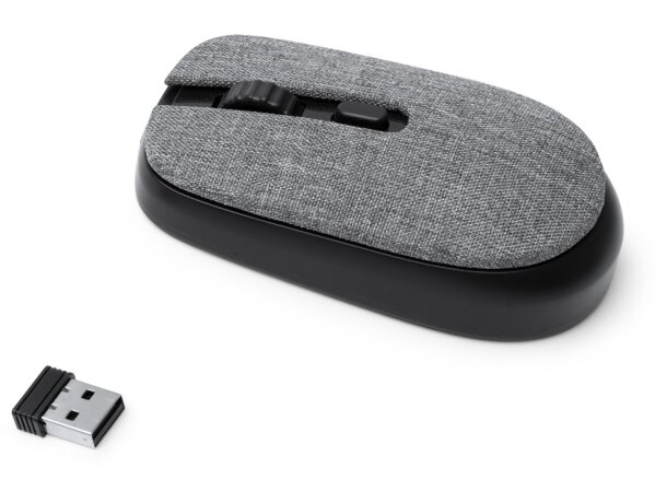 Ratón inalámbrico Rodri con sensor óptico en materiales reciclados Negro detalle 2