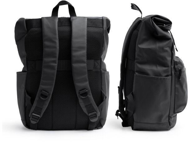 Mochila Fenati negra PU Leather 21L para portátil 18 pulgadas Negro detalle 3