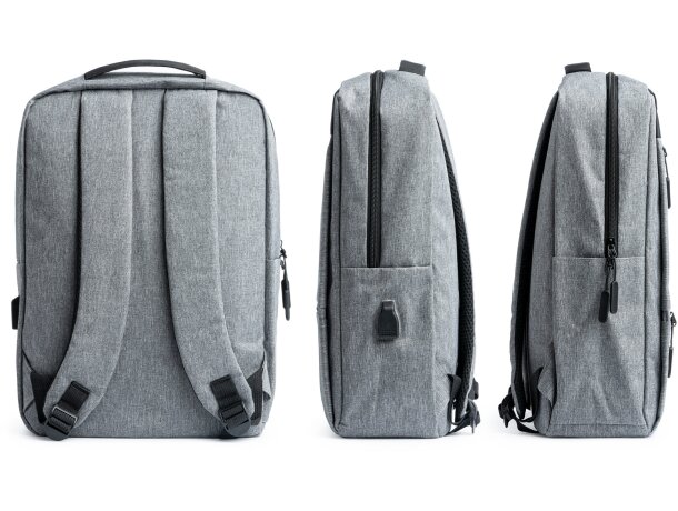 Mochila para profesores con logo Narvik poliéster 300D con salida USB Negro detalle 4
