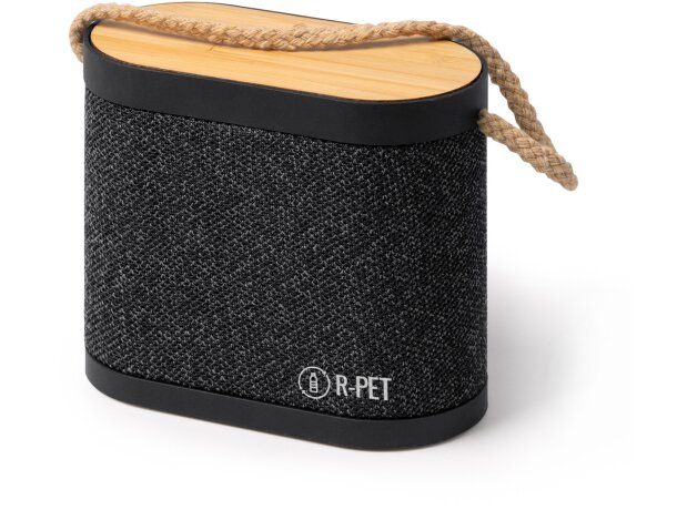 Altavoz bluetooth Bianki bambú con carga inalámbrica 15W Negro detalle 4