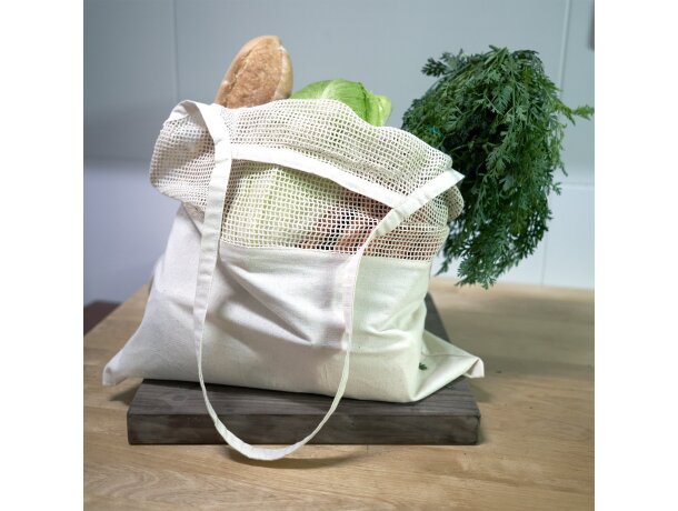Bolsa ecológica unisex asas largas algodón 180 g/m2 Leaf Crudo detalle 1
