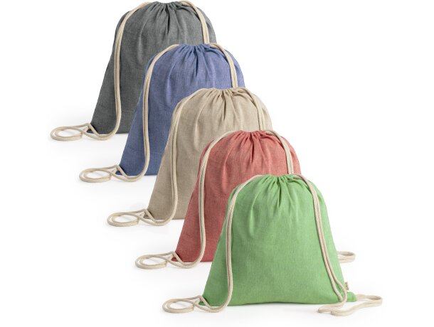 Mochilas saco personalizadas algodón reciclado jaspeado 120 g/m2 Brescia Negro detalle 2