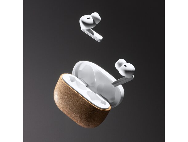 Auricular abs reciclado con detalles en corcho natural Folk Blanco detalle 1