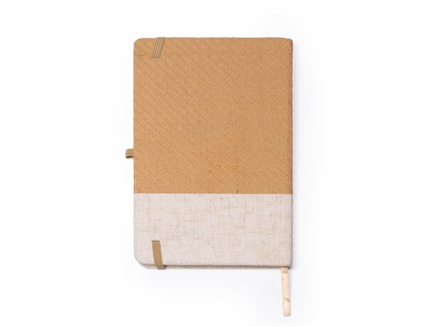 Libreta con banda elastica corporativa con tapa rígida y marcapágina unisex paja natural Bert Crudo detalle 3