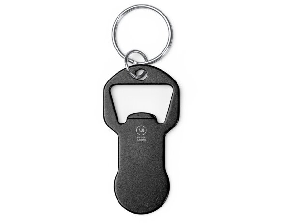 Llavero Tagan de aluminio reciclado con abridor de carrito Negro detalle 4