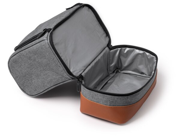 Bolsa térmica personalizada con cremallera y base en pu de rPET Kulga Gris vigore detalle 3