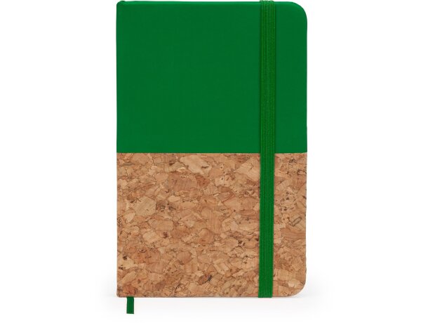 Bloc de notas con tapa rígida de corcho/polipiel y hojas lisas Verde helecho detalle 7