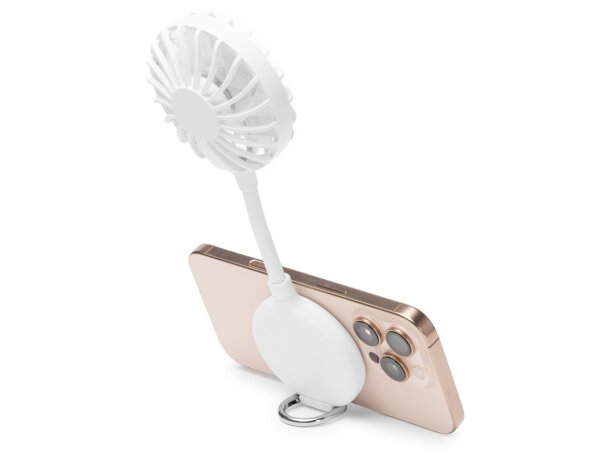 Ventilador de mano Denison recargable con mosquetón Blanco detalle 1