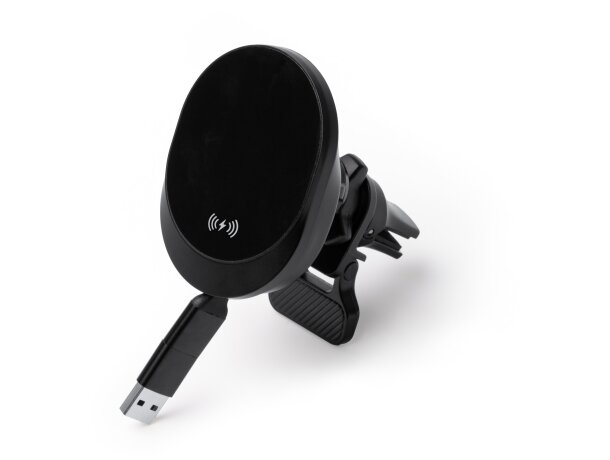 Cargador de coche inalámbrico BRAVEK con cable retráctil Negro detalle 4