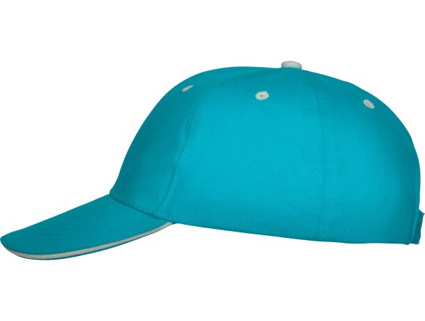 Gorras béisbol cierre velcro de algodón 260 g/m2 Panel Turquesa detalle 27