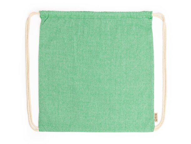 Mochilas saco personalizadas algodón reciclado jaspeado 120 g/m2 Brescia Verde helecho detalle 8
