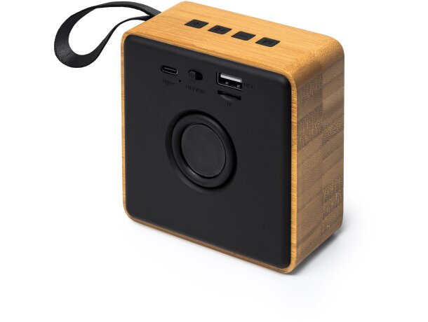 Altavoces portátiles de bambú Bemol Negro detalle 1
