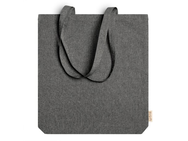Bolsa ecológica algodón reciclado asas largas 140 g/m2 Negro detalle 5