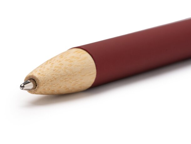 Bolígrafo Verso con detalles bambú y acabado goma cromado Blanco detalle 1